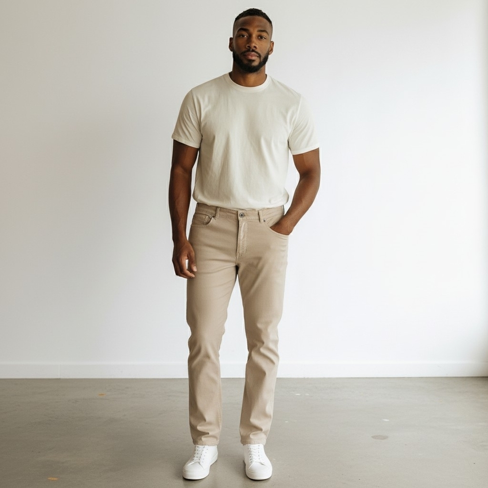 VRST Men's Crossover Slim Fit 5 Pocket Tan Khaki Jeans 42x34 NWT